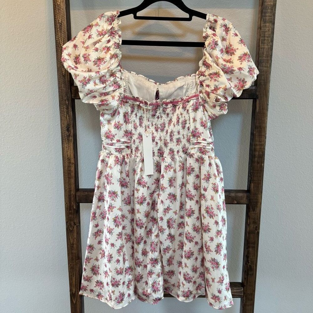 For Love & Lemons Etienne Mini Dress Medium Floral Coquette Corset Puff NWT - Picture 8 of 9